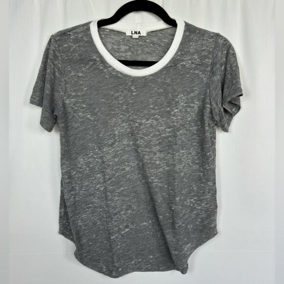 LNA Revolve Grey Marbled Scoop Neck Short Sleeve T Shirt Size Small - Picture 1 of 6